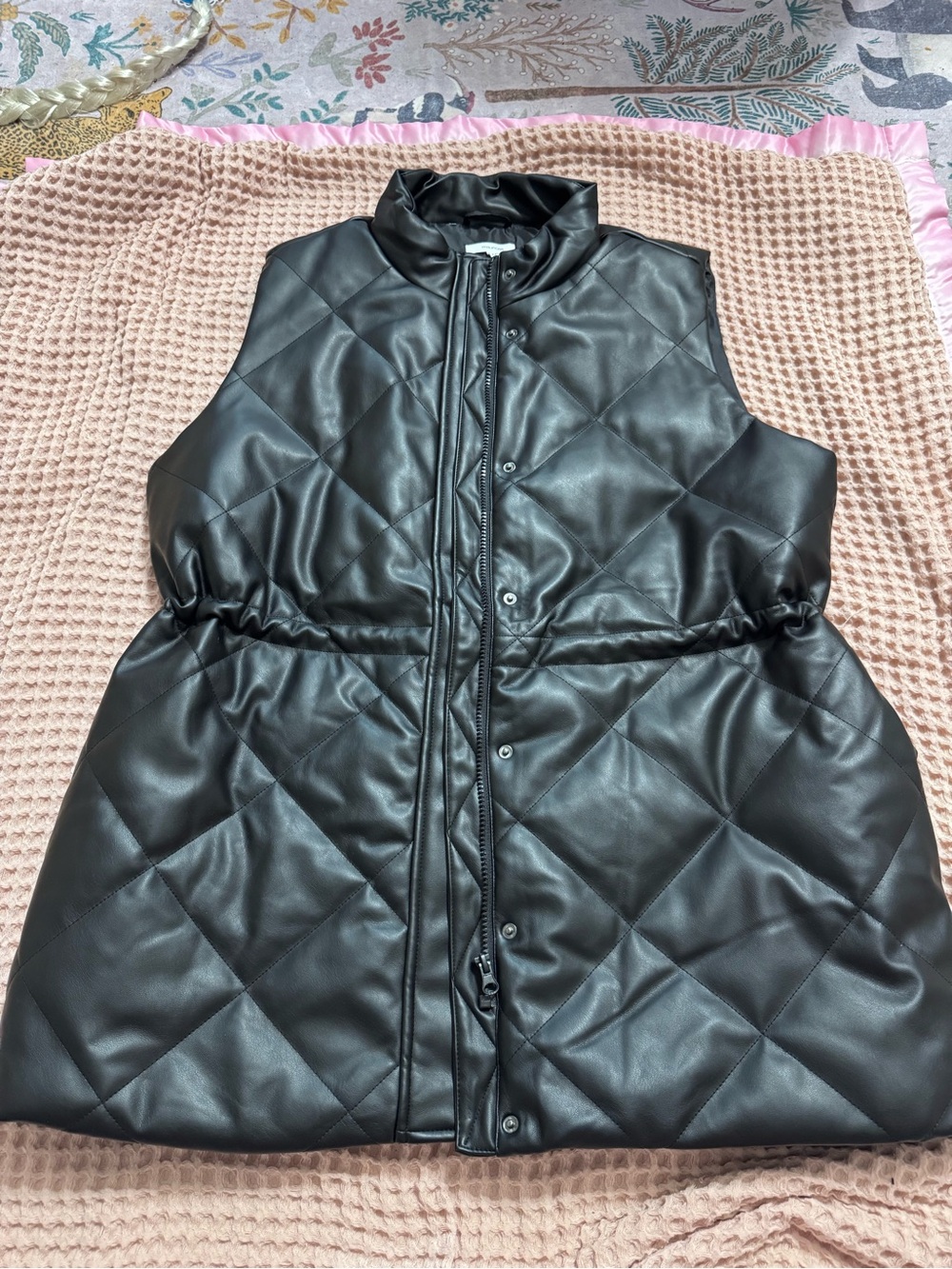 Maurices Black Quilted Faux Leather Puffer Vest